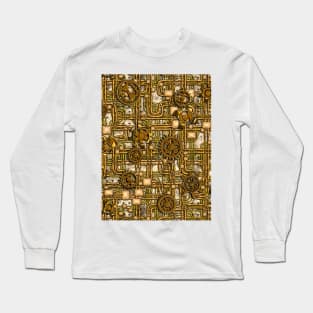 Steampunk Panel, Gears and Pipes - Brass Long Sleeve T-Shirt